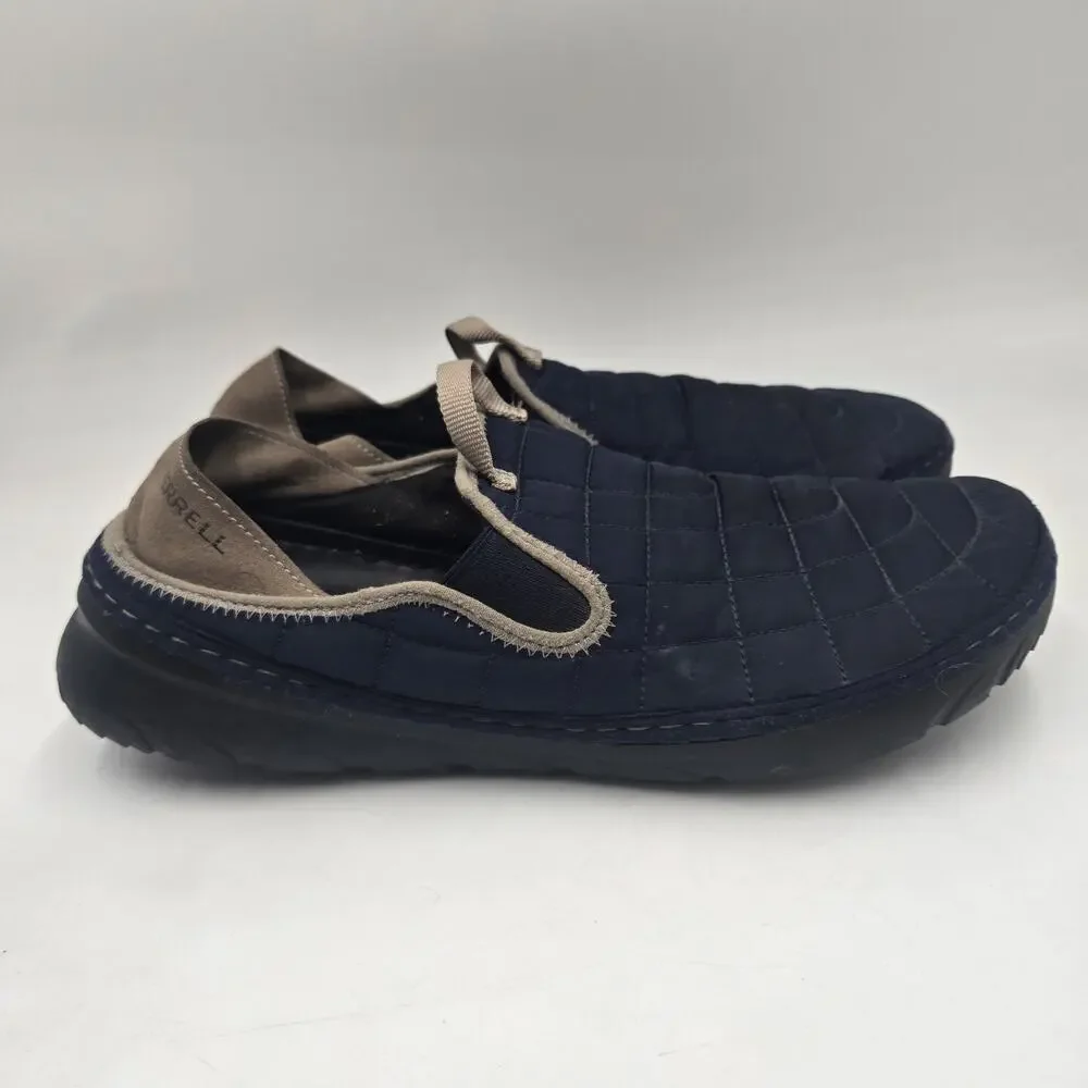 Merrell Mens Hut Moc Shoes Size 12 Blue Quilted Slip On Casual Travel Loafers